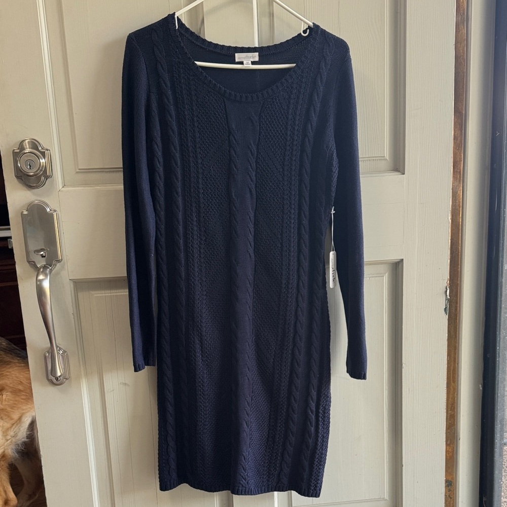 Charming Charlies Navy Long Sleeve Knit Dress